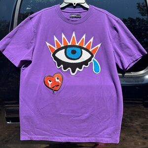 Men's Roku Studio Purple Graphic Art Short Sleeve    Broke Up T-shirt Size Med